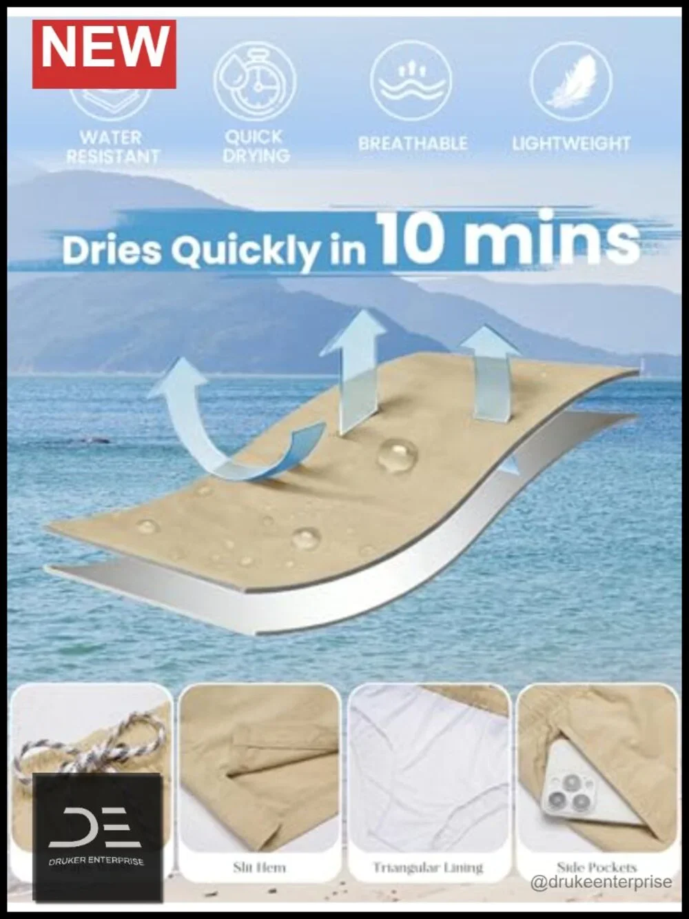 Men's Quick Dry 7'' Swim Trunks with Mesh Liner and Pockets